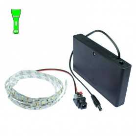 Kit de pintura luminosa a pilas con tira de LED verdes de 1 m. Efecto filamento