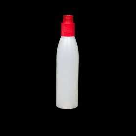 Botella opaca con filtro rojo. Humo y vapor Efectos de pintura de luz
