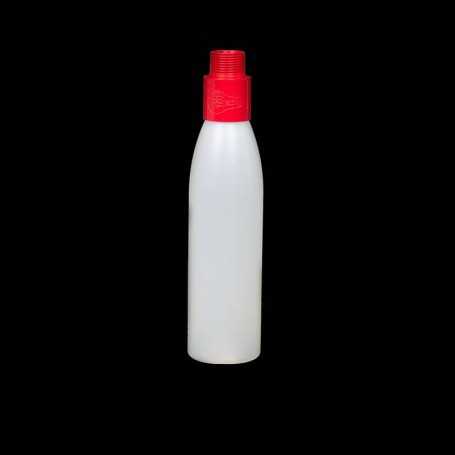 Bouteille opaque avec filtre rouge. Effets Light Painting fumée et vapeur