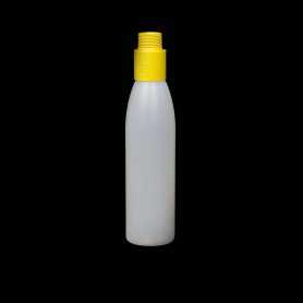 Botella opaca con filtro amarillo. Humo y vapor Efectos de pintura de luz
