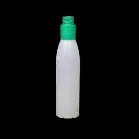Botella opaca con filtro verde. Humo y vapor Efectos de pintura de luz