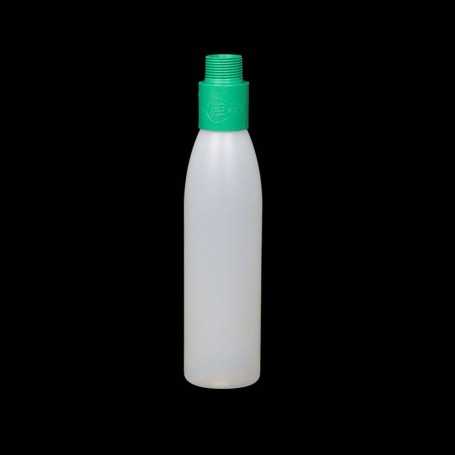 Bouteille opaque avec filtre vert. Effets Light Painting fumée et vapeur